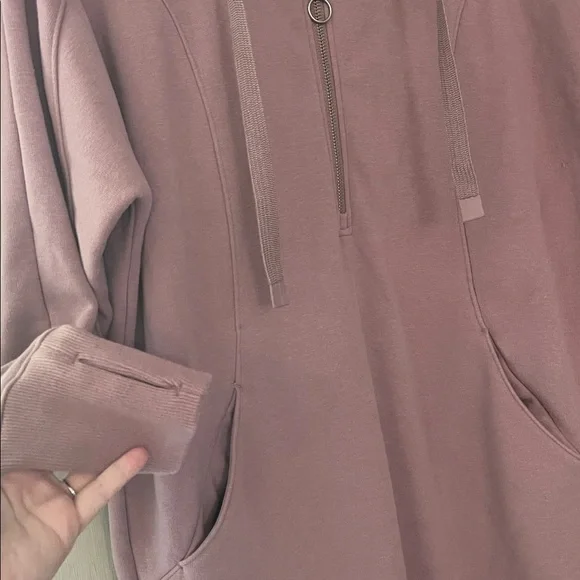 Athleta Cozy Karma 1/4 Zip Sweatshirt Dress mauve medium - Picture 4 of 11